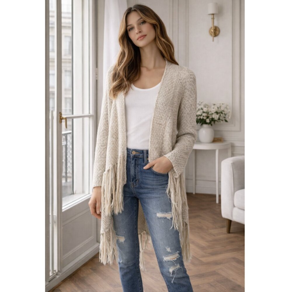 🦋  PAPER CRANE Boho Fringe Knit Cardigan